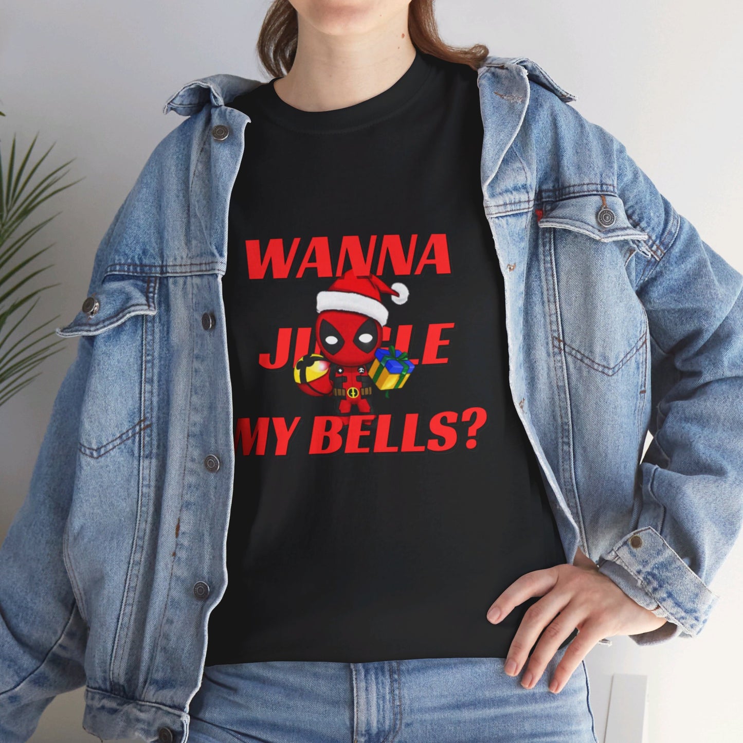 OMNI™ Deadpool Santa (Wanna Jingle My Bells?) Unisex Heavy Cotton T-Shirt