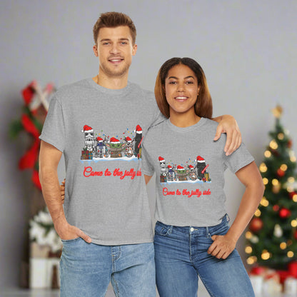 Star Wars Cartoon (Come To The Jolly Side) Christmas Themed Unisex Heavy Cotton T-Shirt