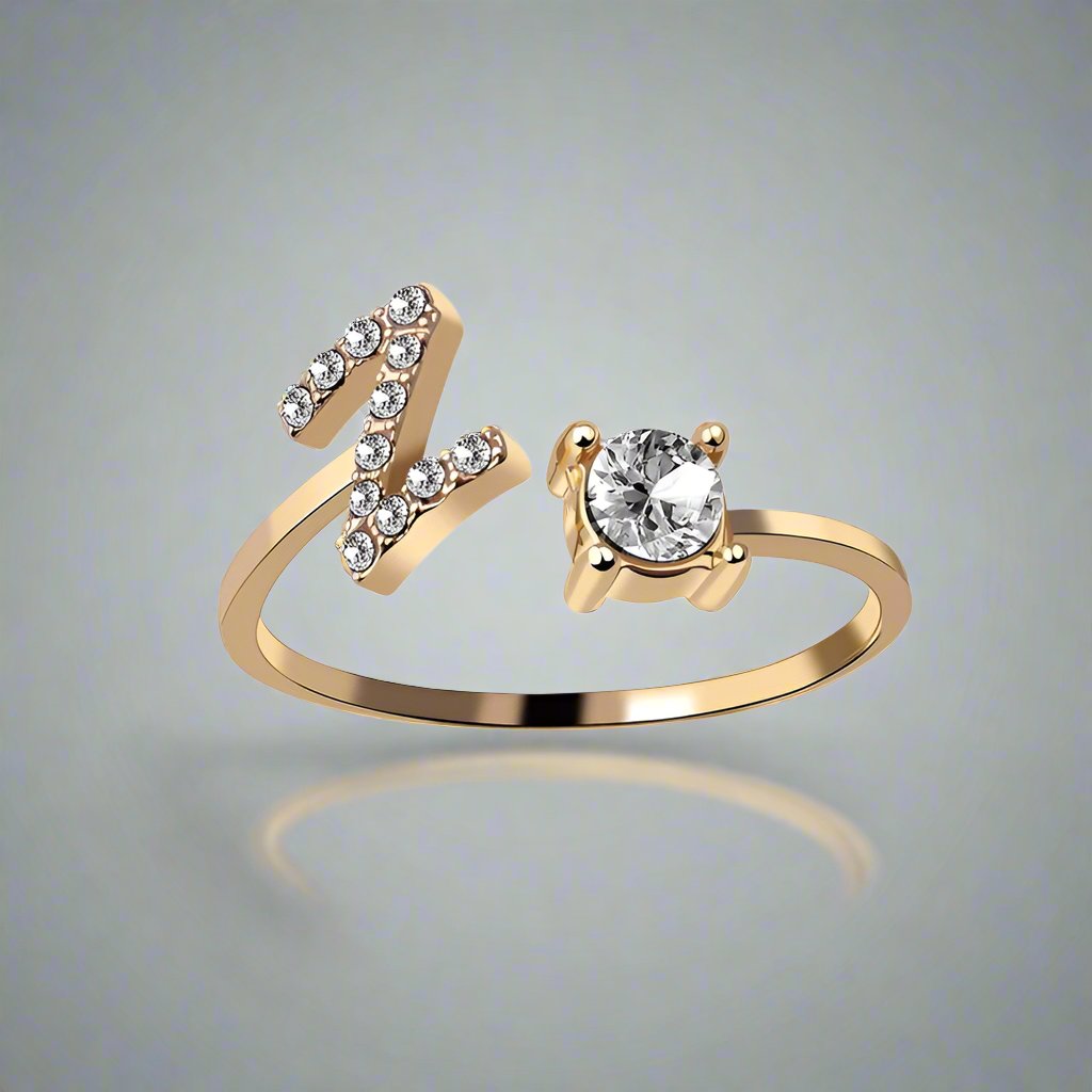 OMNI™ Adjustable 26 Initial Letter Zircon Ring