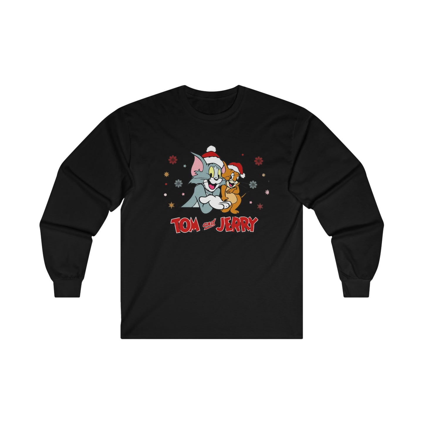 OMNI™ Tom and Jerry Christmas Themed Ultra Cotton Long Sleeve T-Shirt