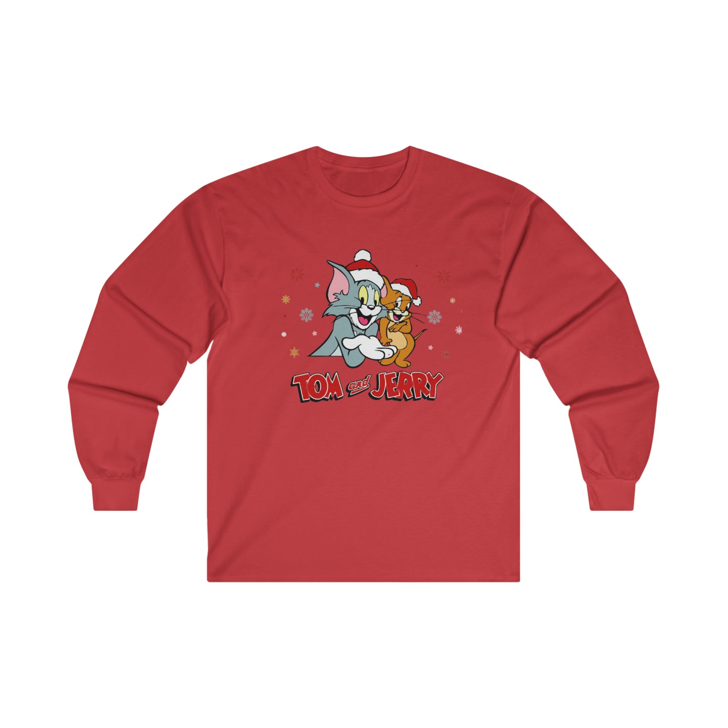 OMNI™ Tom and Jerry Christmas Themed Ultra Cotton Long Sleeve T-Shirt