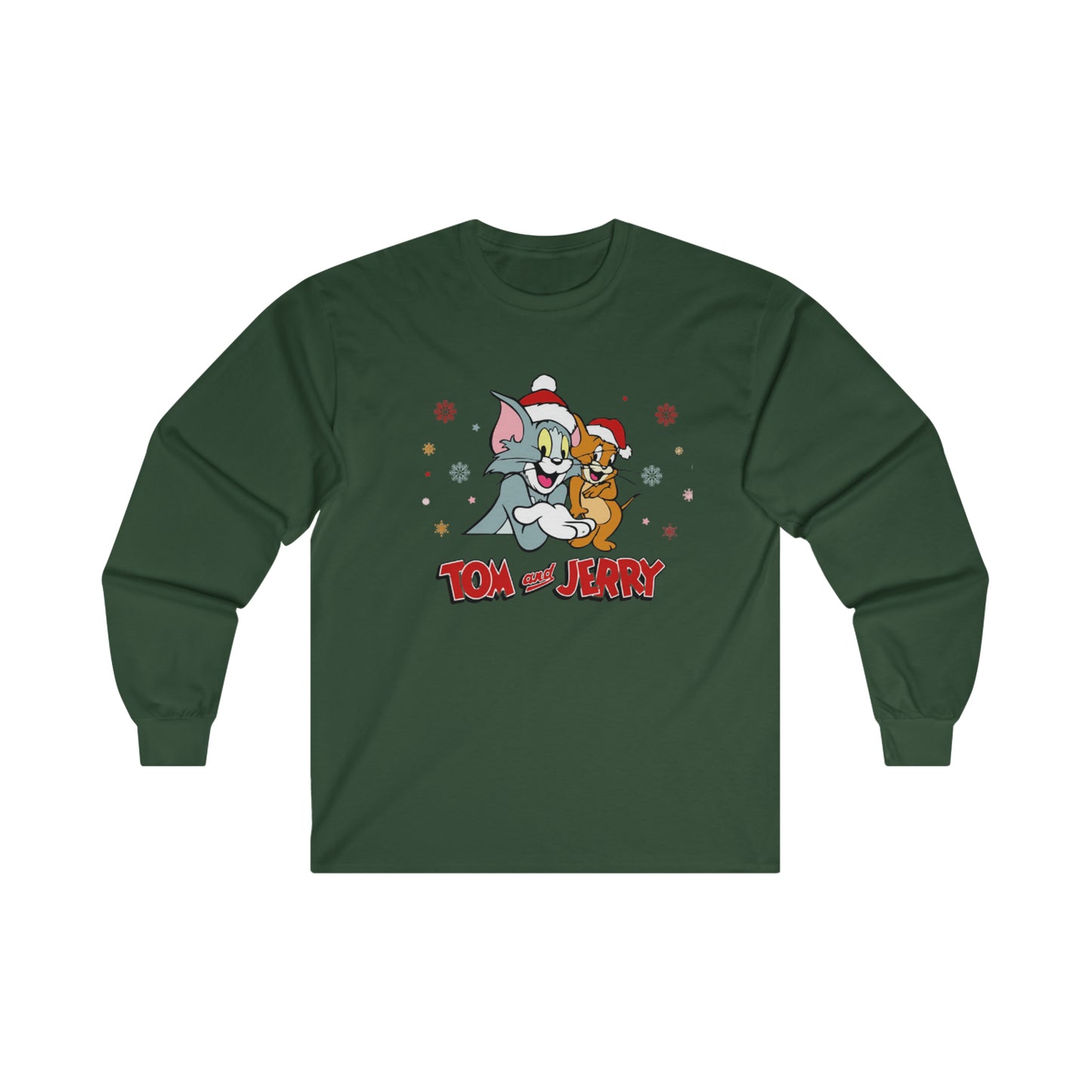 OMNI™ Tom and Jerry Christmas Themed Ultra Cotton Long Sleeve T-Shirt