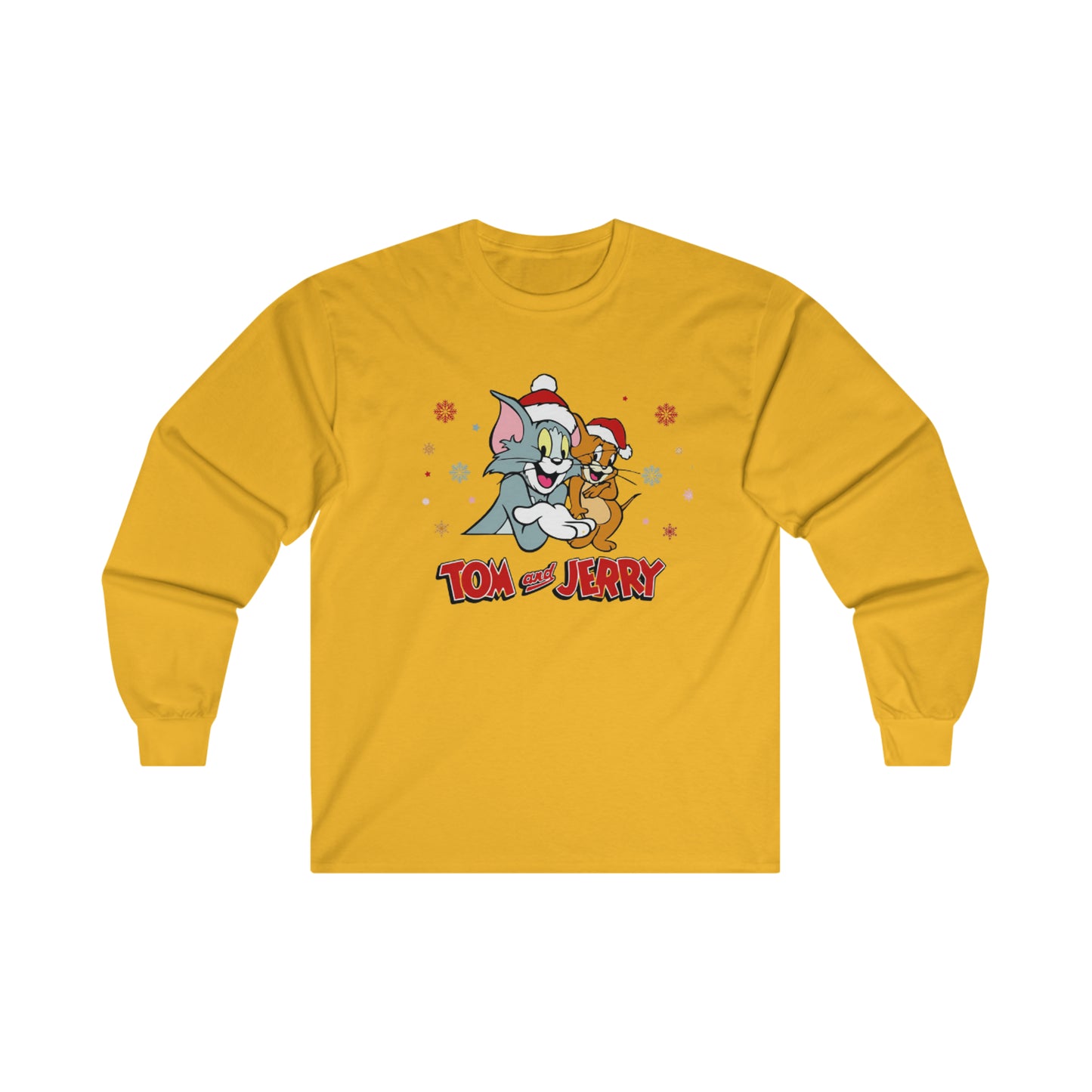 OMNI™ Tom and Jerry Christmas Themed Ultra Cotton Long Sleeve T-Shirt