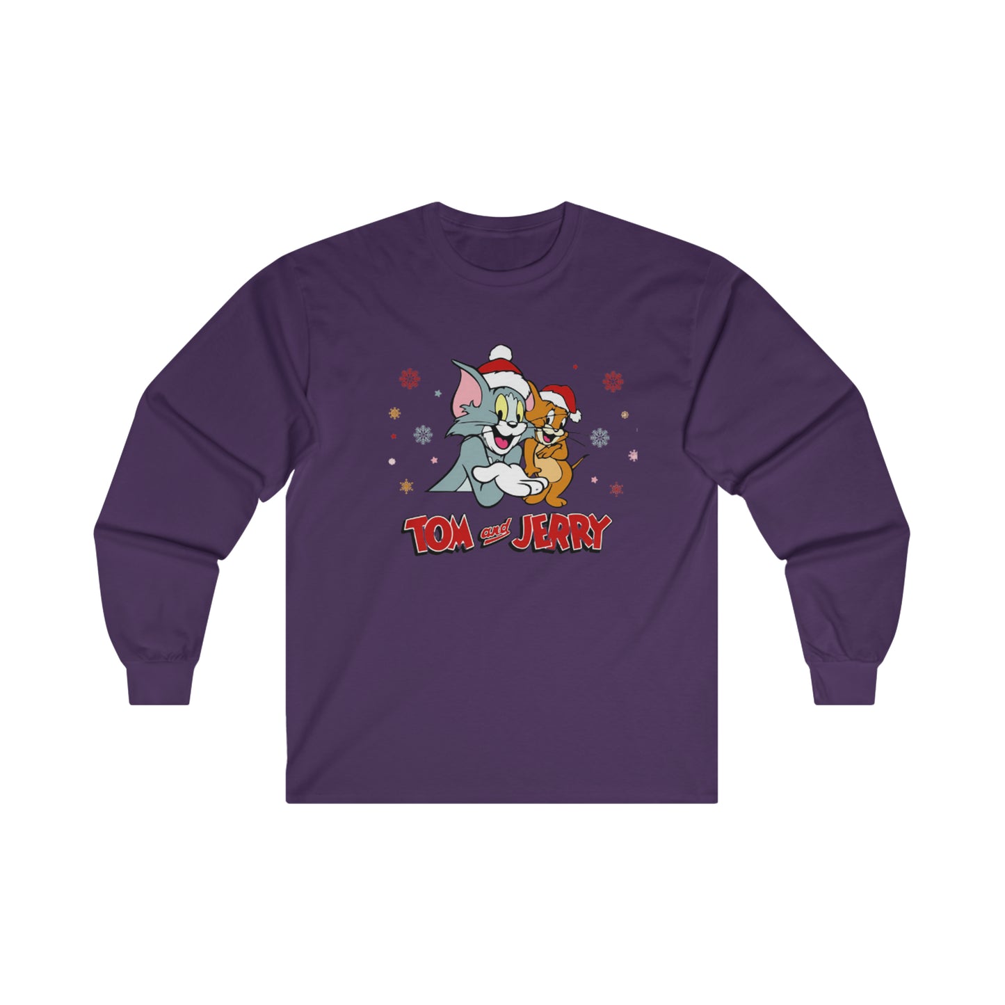 OMNI™ Tom and Jerry Christmas Themed Ultra Cotton Long Sleeve T-Shirt