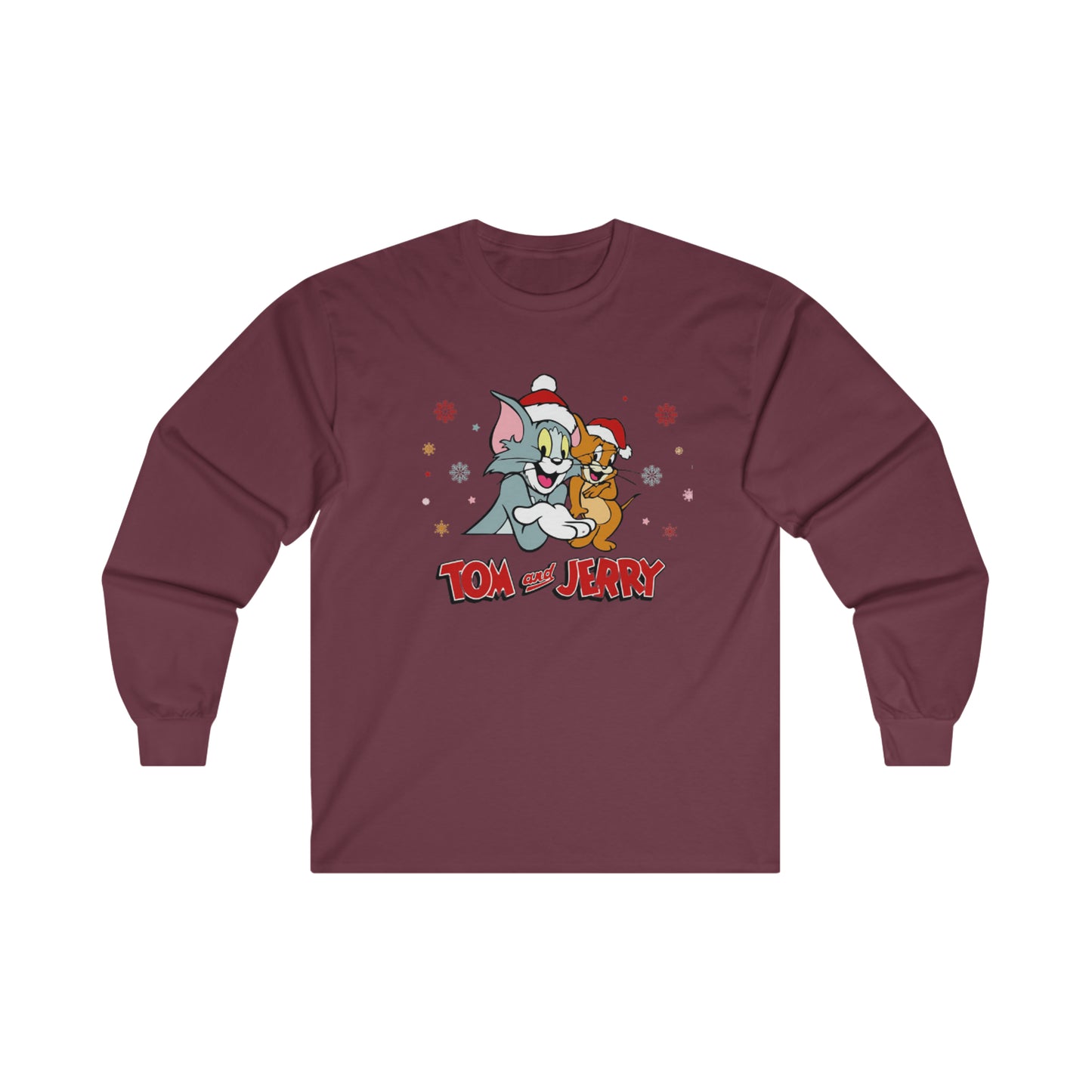 OMNI™ Tom and Jerry Christmas Themed Ultra Cotton Long Sleeve T-Shirt