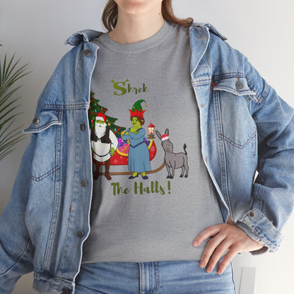 Shrek The Halls! (Shrek Trio: Shrek, Fiona and Donkey) Unisex Heavy Cotton T-Shirt