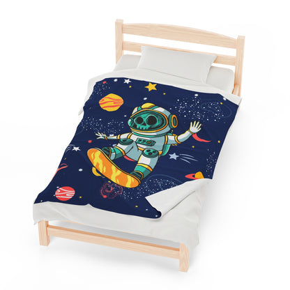 OMNI™ Skeleton Astronaut Space Surfer Velveteen Plush Blanket