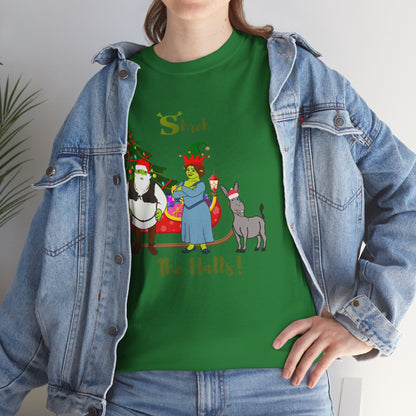 Shrek The Halls! (Shrek Trio: Shrek, Fiona and Donkey) Unisex Heavy Cotton T-Shirt