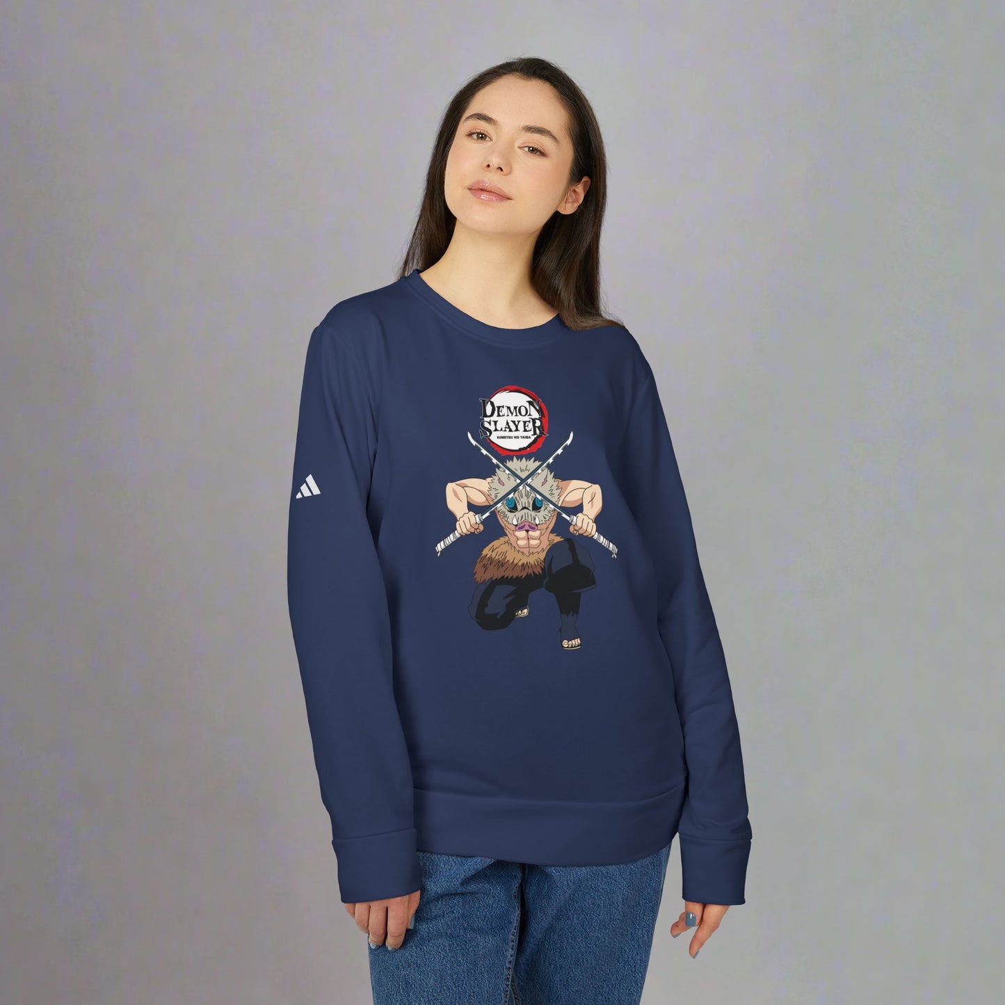 OMNI™ Demon Slayer Inosuke Beast Breathing Adidas Unisex Fleece Crewneck Sweatshirt