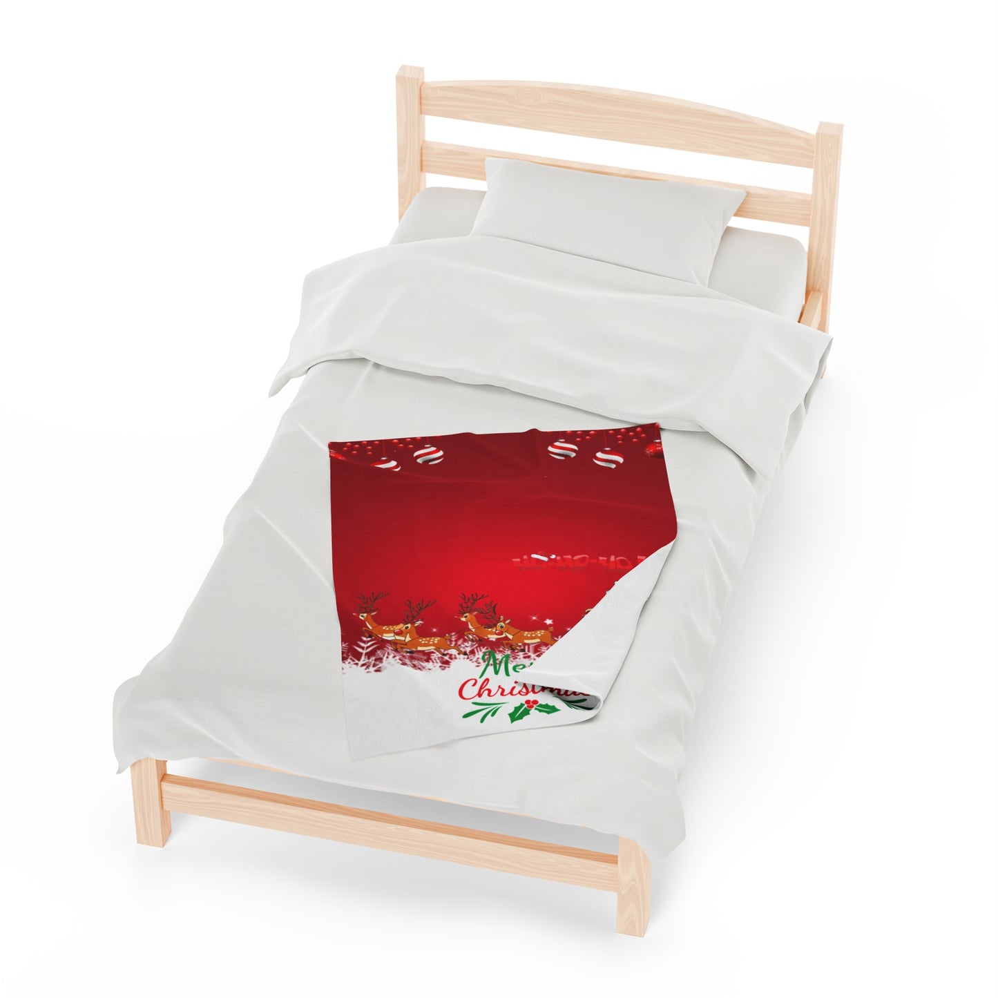 OMNI™ Santa and is Reindeer (Merry Christmas) Velveteen Plush Blanket