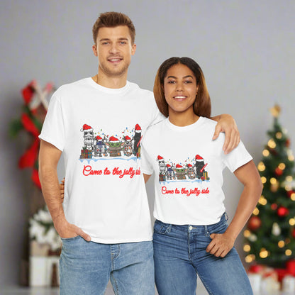 Star Wars Cartoon (Come To The Jolly Side) Christmas Themed Unisex Heavy Cotton T-Shirt