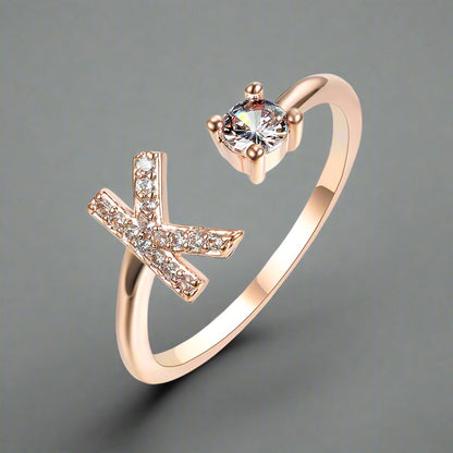 OMNI™ Adjustable 26 Initial Letter Zircon Ring