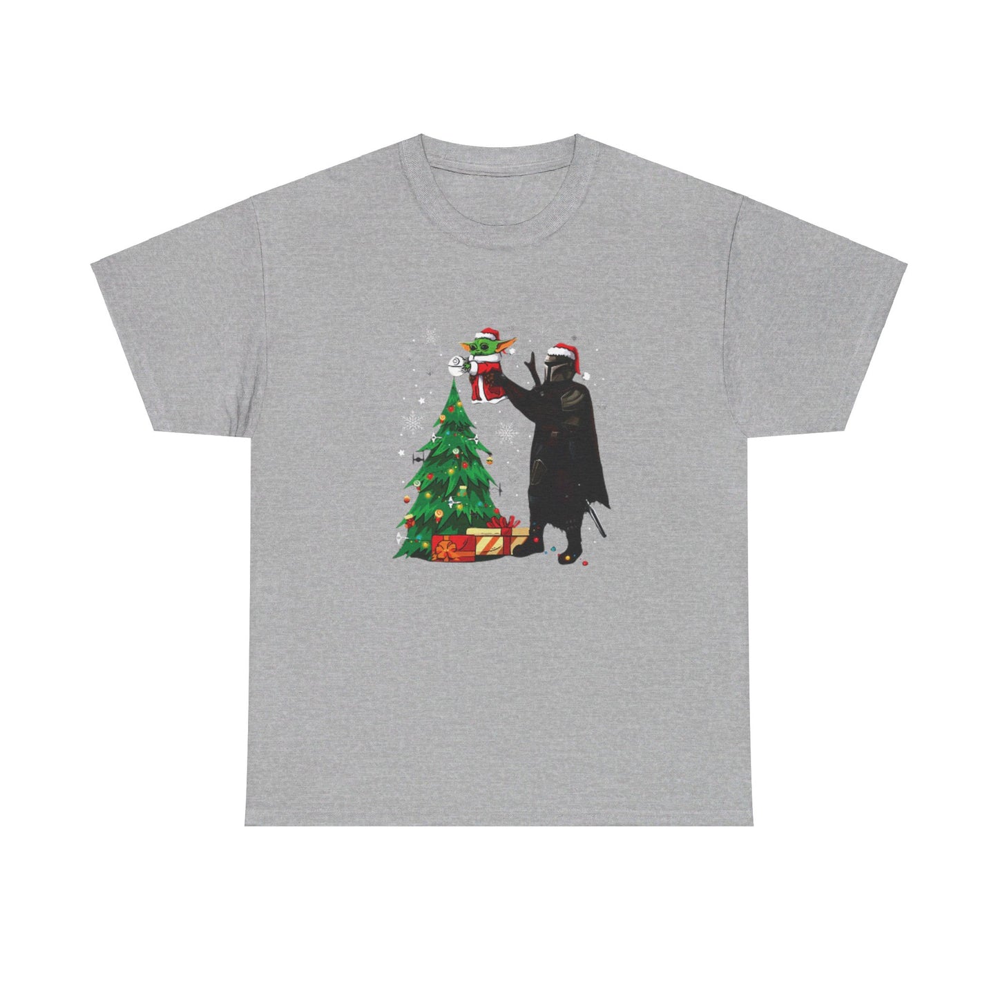 OMNI™ Star Wars Mandalorian and Baby Yoda Christmas Themed Unisex Heavy Cotton T-Shirt