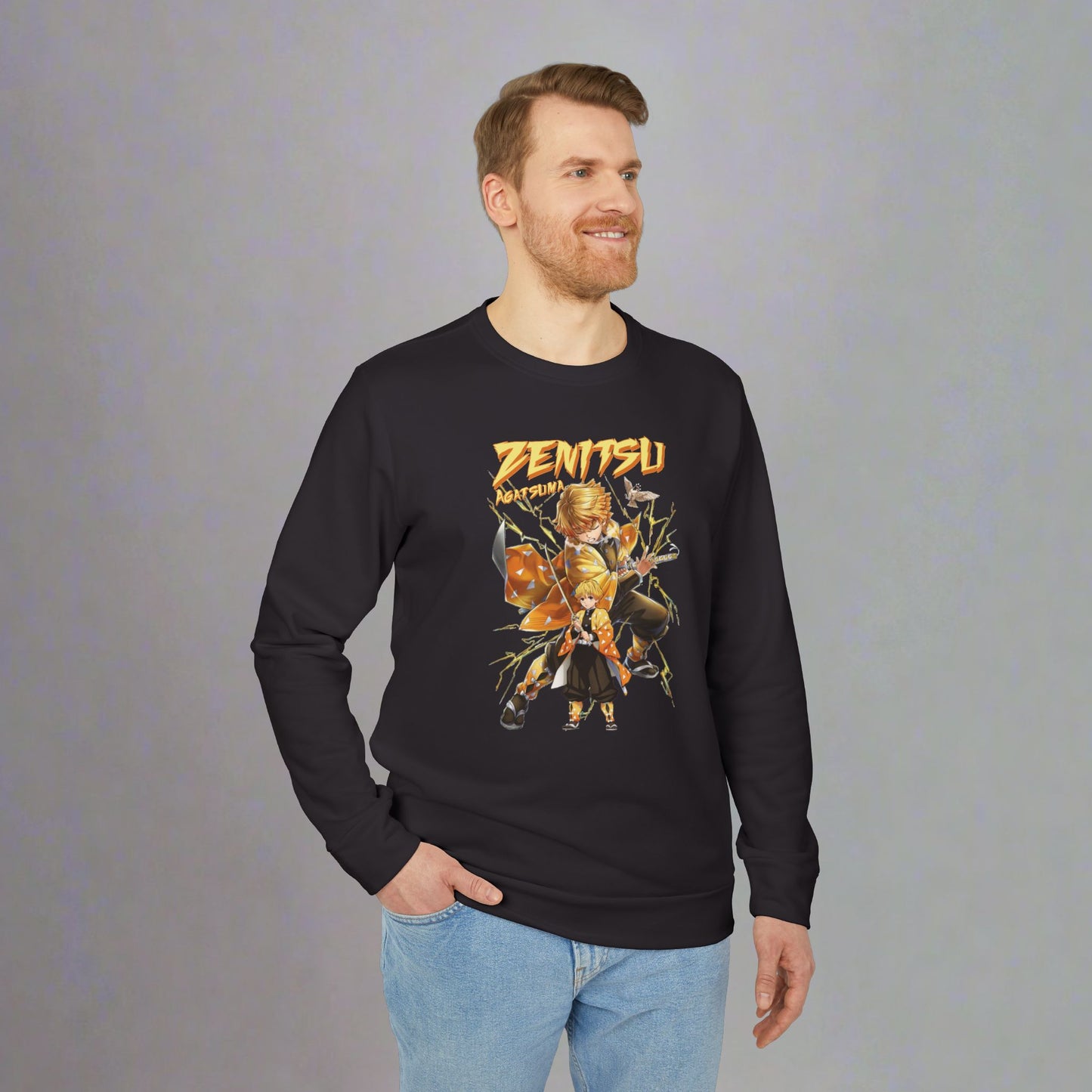 OMNI™ Demon Slayer Zenitsu Agatsuma Adidas Unisex Fleece Crewneck Sweatshirt