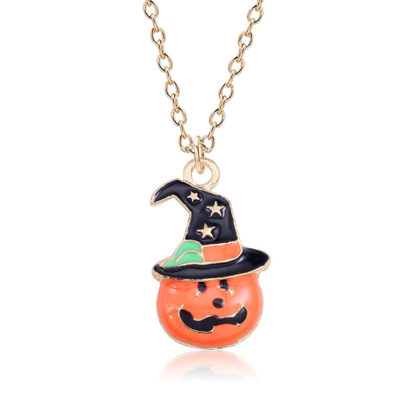 OMNI™ Halloween Pumpkin Cat Witch Clavicle Necklace