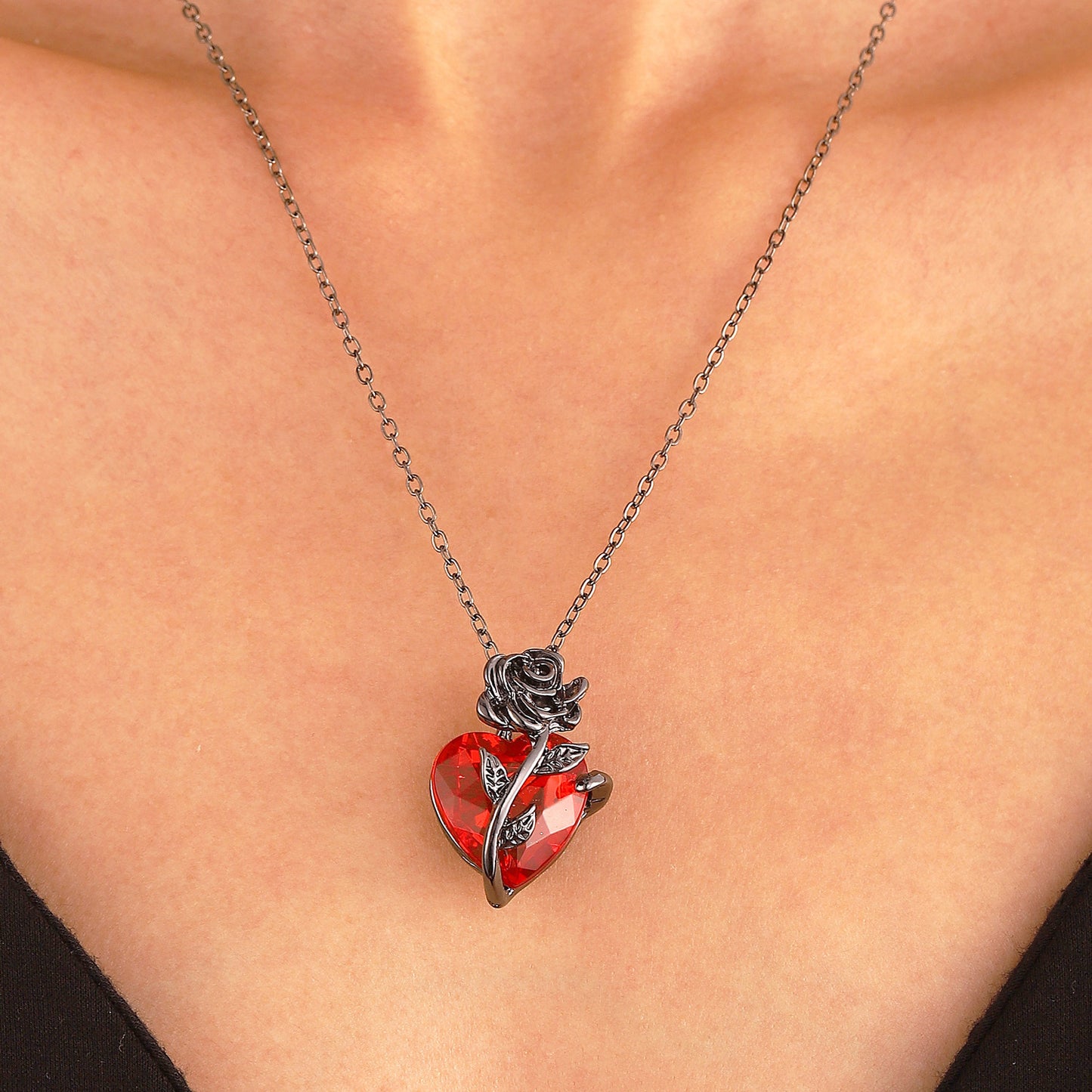 OMNI™ Tangled Rose and Crimson Heart Necklace