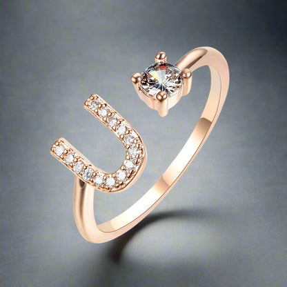 OMNI™ Adjustable 26 Initial Letter Zircon Ring