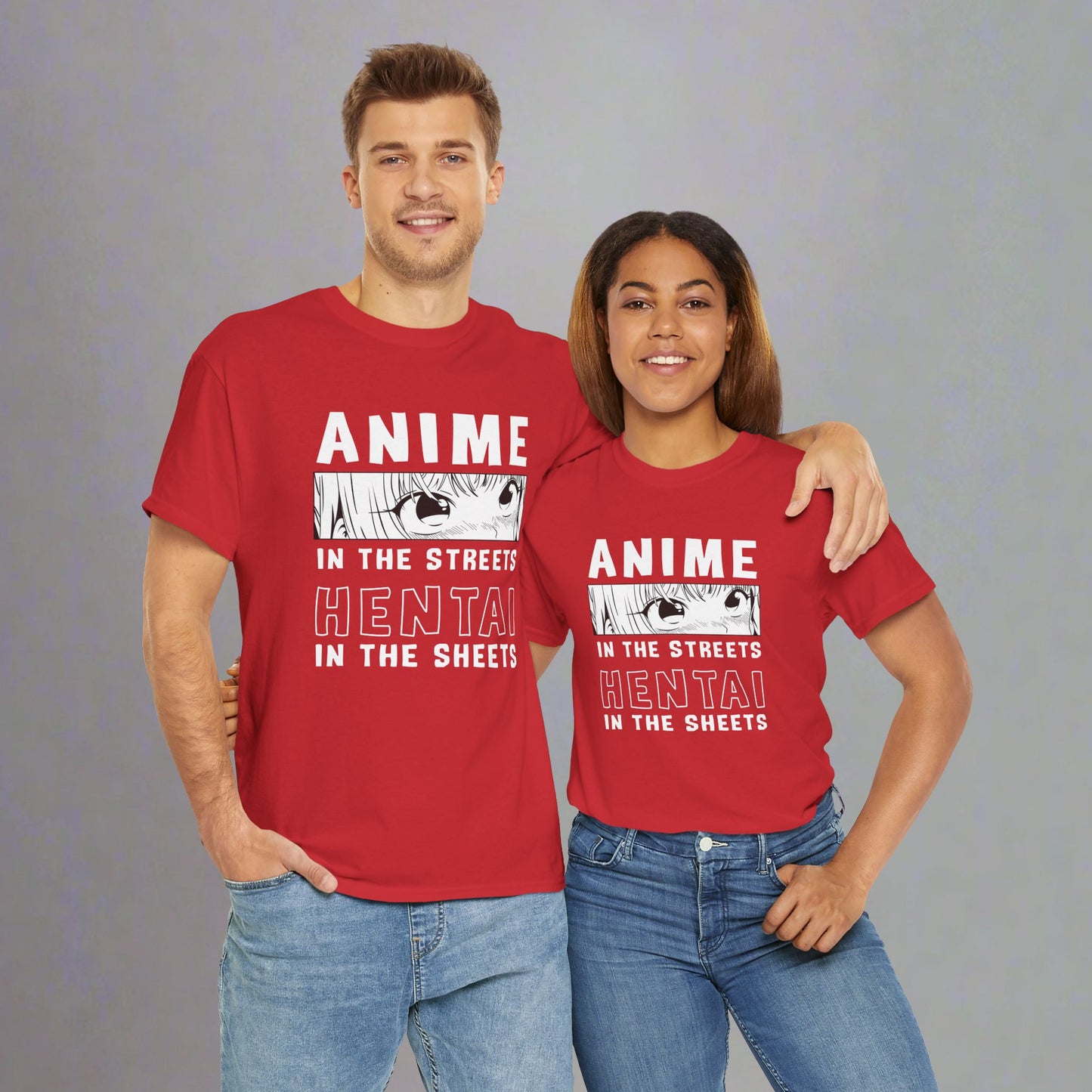 OMNI™ Anime In The Streets Hentai In The Sheets Unisex Heavy Cotton T-Shirt