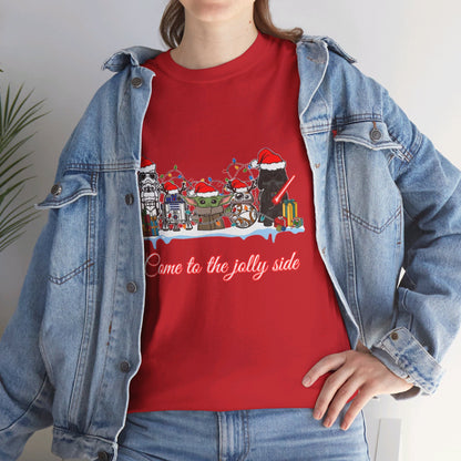 OMNI™ Star Wars Cartoon (Come To The Jolly Side) Christmas Themed Unisex Heavy Cotton T-Shirt