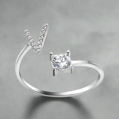 OMNI™ Adjustable 26 Initial Letter Zircon Ring