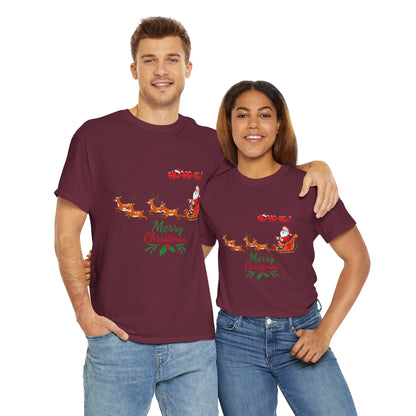 OMNI™ Santa and His Reindeer (Merry Christmas) Unisex Heavy Cotton T-Shirt