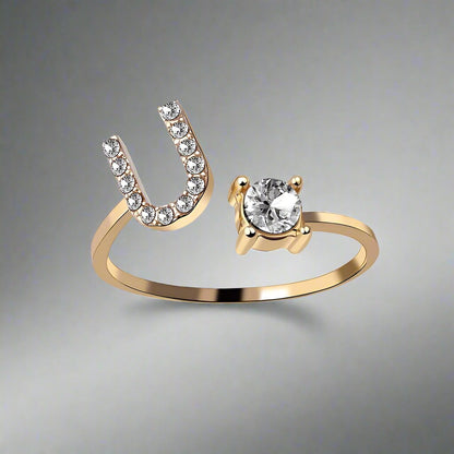 OMNI™ Adjustable 26 Initial Letter Zircon Ring