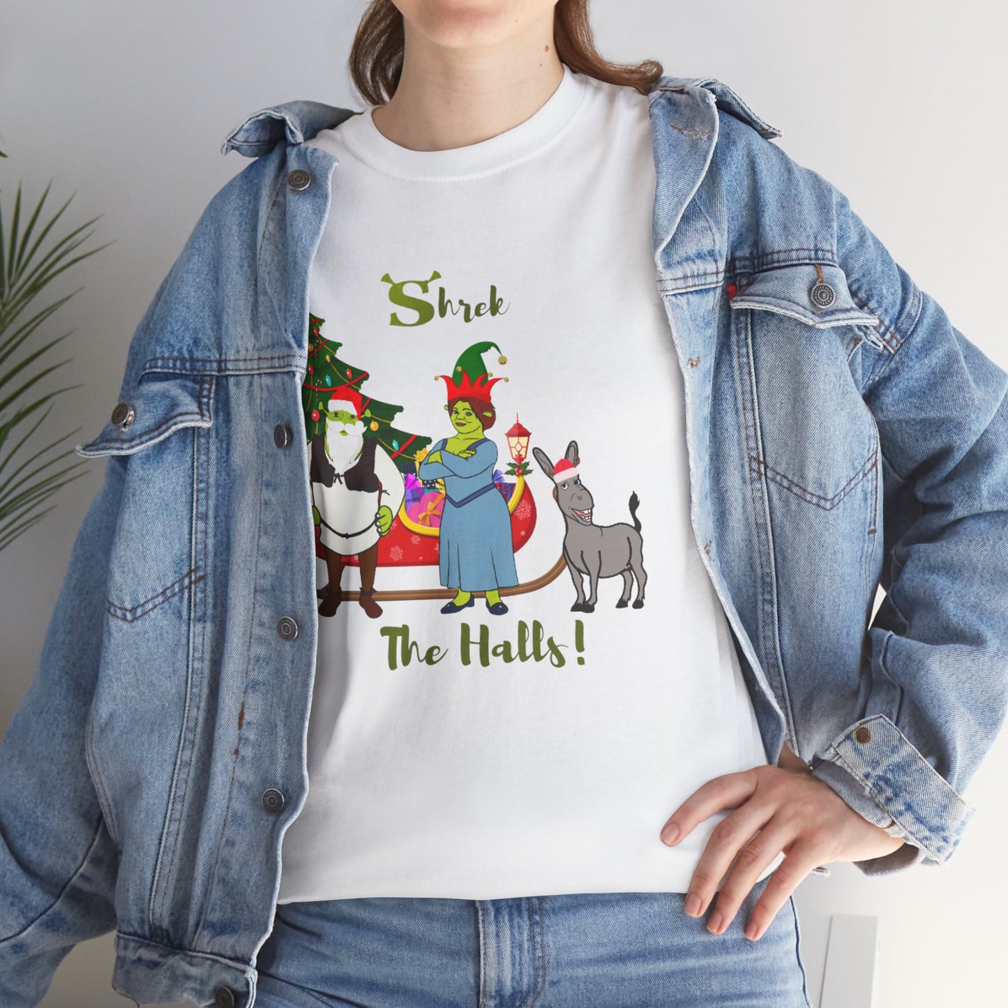 Shrek The Halls! (Shrek Trio: Shrek, Fiona and Donkey) Unisex Heavy Cotton T-Shirt