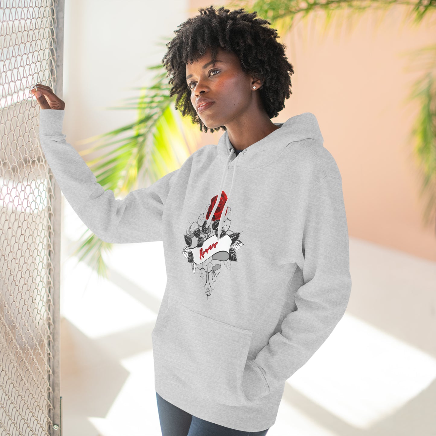 OMNI™ Roses Unisex Three-Panel Fleece Hoodie