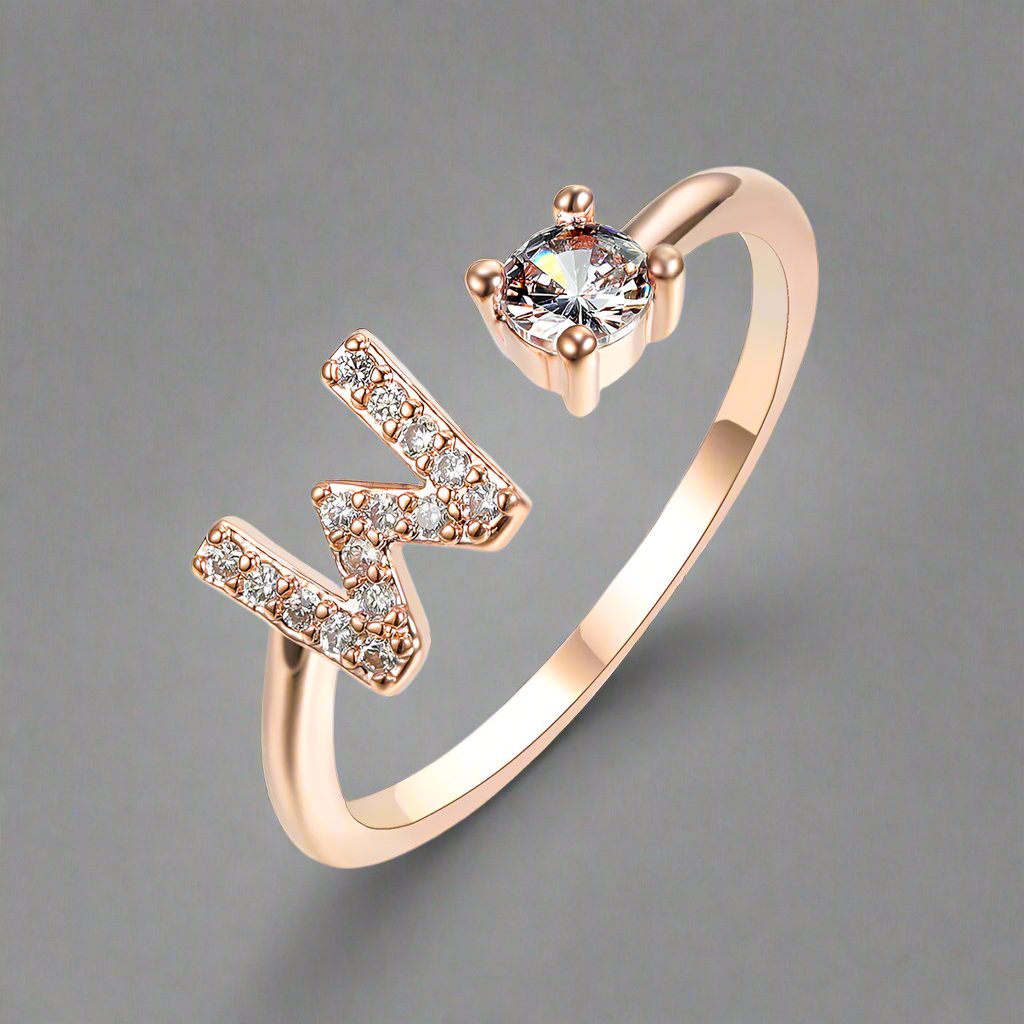 OMNI™ Adjustable 26 Initial Letter Zircon Ring