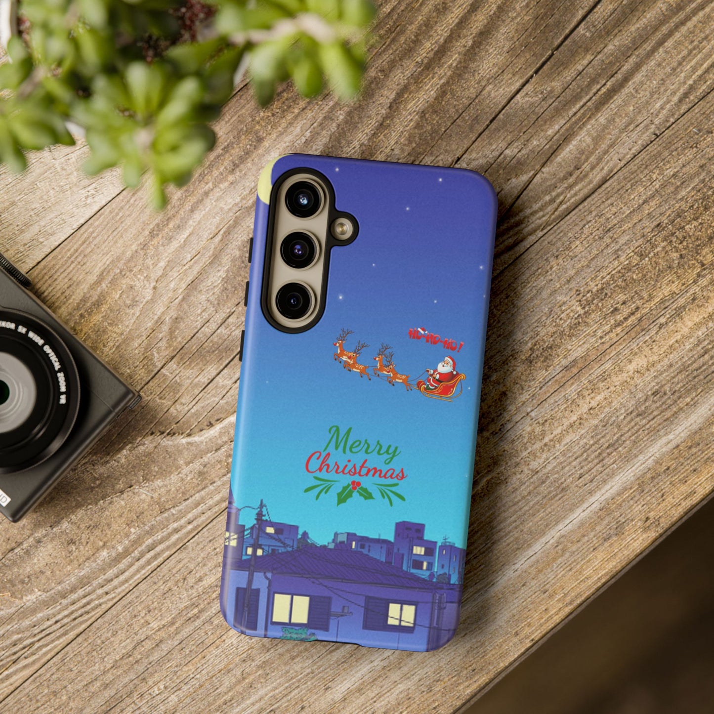 OMNI™ Santa and His Reindeer (Merry Christmas) Starry Night Double Layered Phone Cases