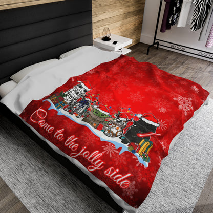 OMNI™ Star Wars Cartoon (Come To The Jolly Side) Christmas Themed Velveteen Plush Blanket