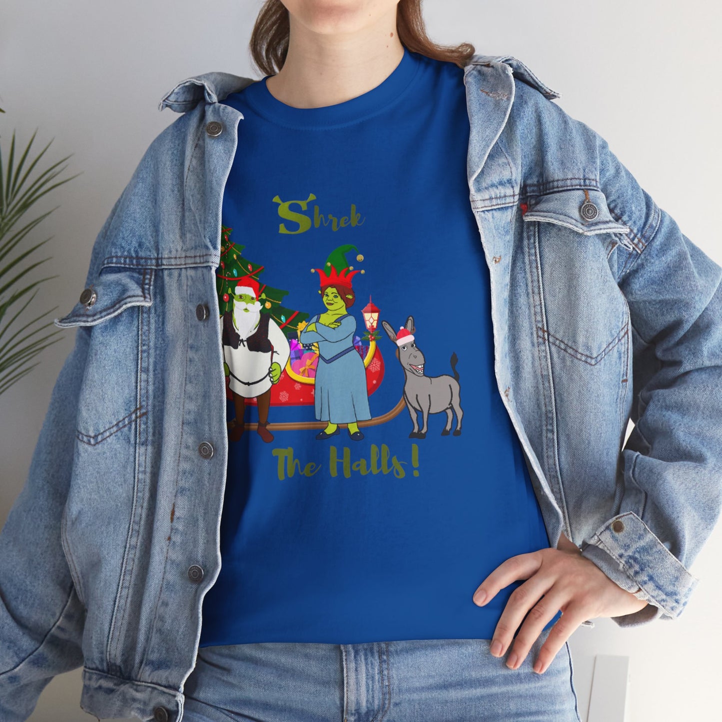 Shrek The Halls! (Shrek Trio: Shrek, Fiona and Donkey) Unisex Heavy Cotton T-Shirt