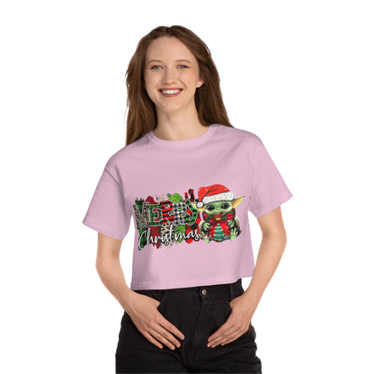 OMNI™ Baby Yoda Christmas Themed Champion Women's Heritage Cropped T-Shirt