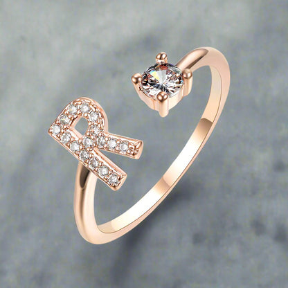 OMNI™ Adjustable 26 Initial Letter Zircon Ring