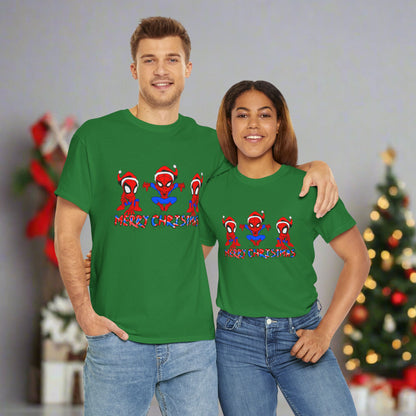 Spider-man Christmas Themed Unisex Heavy Cotton T-Shirt