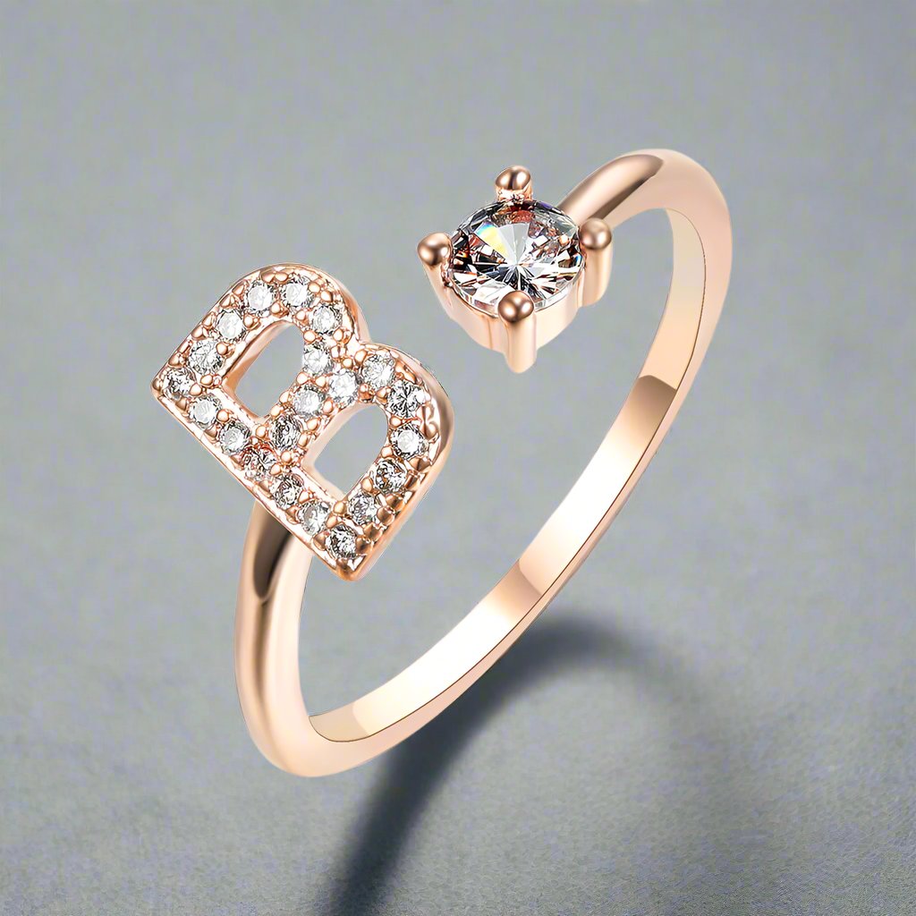 OMNI™ Adjustable 26 Initial Letter Zircon Ring