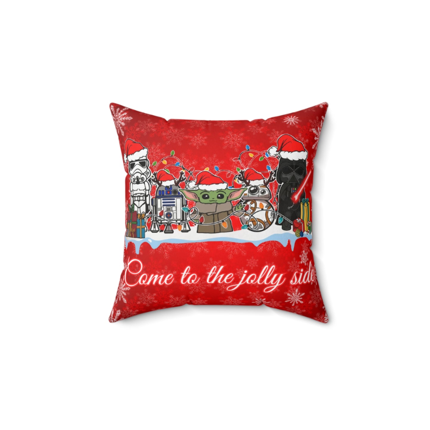 OMNI™ Star Wars Cartoon (Come To The Jolly Side) Christmas Themed Spun Polyester Square Pillow