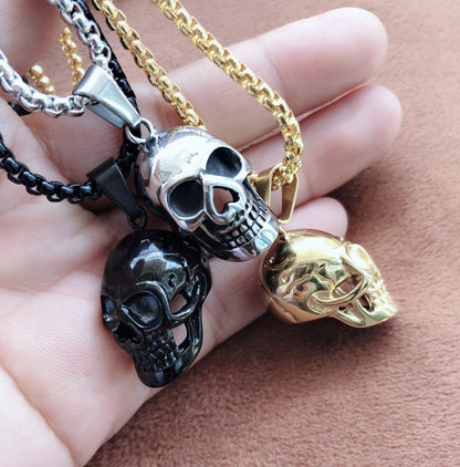 OMNI™ Titanium Steel Punk Halloween Skull Necklace