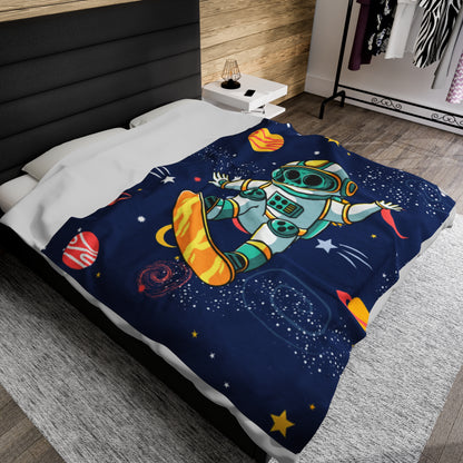 OMNI™ Skeleton Astronaut Space Surfer Velveteen Plush Blanket