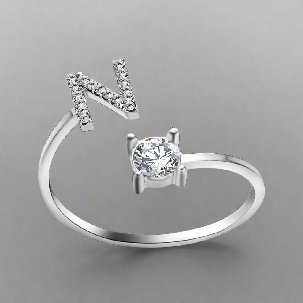 OMNI™ Adjustable 26 Initial Letter Zircon Ring