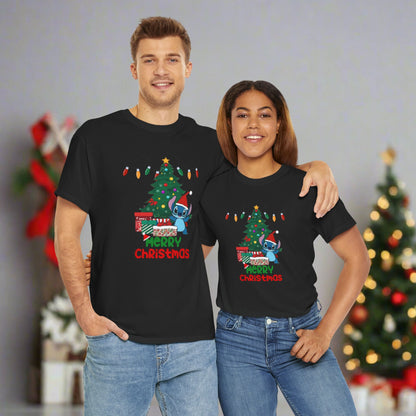 Stitch Christmas Themed Unisex Heavy Cotton T-Shirt