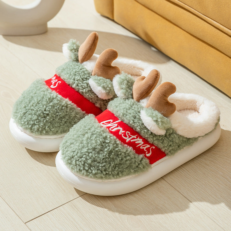 OMNI™ 3D Plush Unisex Reindeer Antler Christmas Plush Slippers