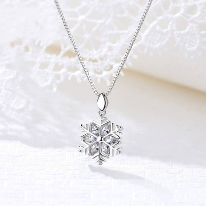 OMNI™ Diamond Inlaid Silver Snowflake Necklace