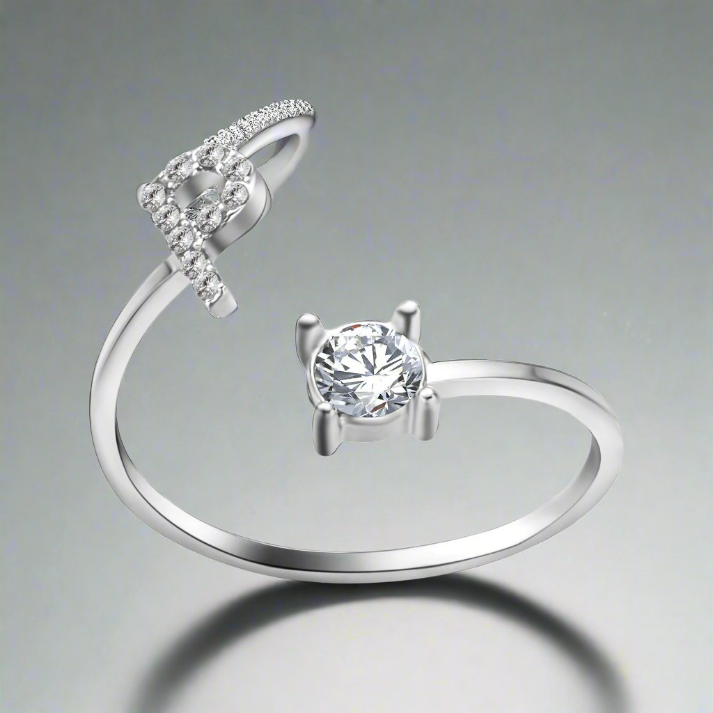 OMNI™ Adjustable 26 Initial Letter Zircon Ring