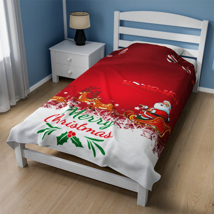 OMNI™ Santa and is Reindeer (Merry Christmas) Velveteen Plush Blanket