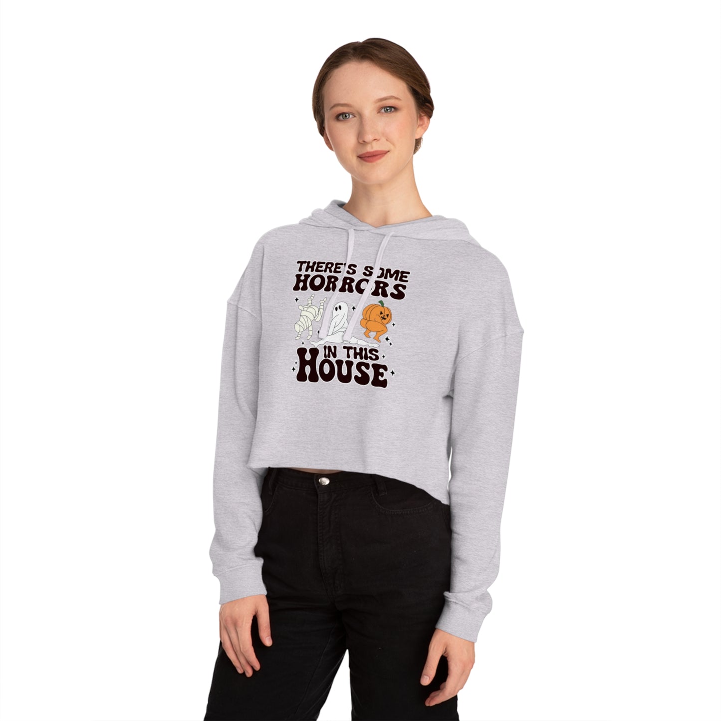 OMNI™ There's Some Horrors In This House Halloween Women’s Cropped Hooded Sweatshirt