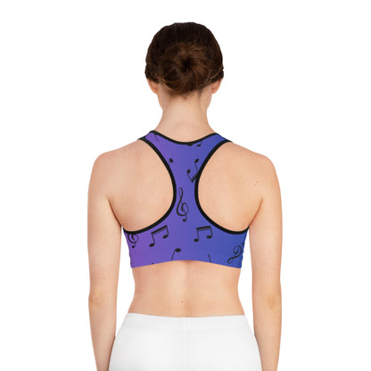 OMNI™ Music Note Purple and Blue Gradient AOP Sports Bra