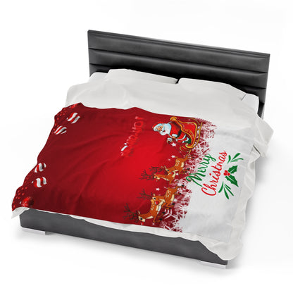 OMNI™ Santa and is Reindeer (Merry Christmas) Velveteen Plush Blanket