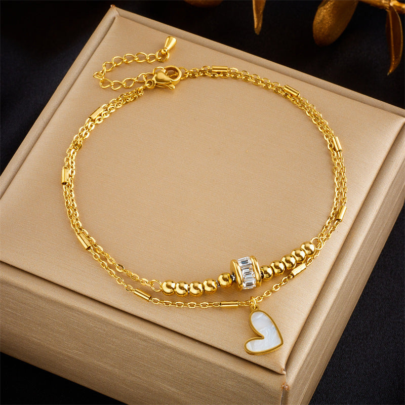 OMNI™ Classic Boho Titanium Steel Double Layered Heart Ankle Chain