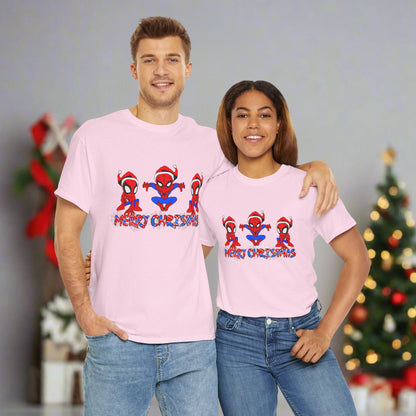 Spider-man Christmas Themed Unisex Heavy Cotton T-Shirt